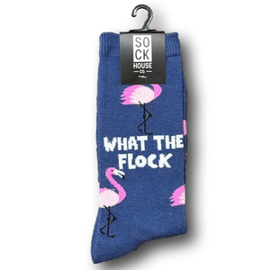 3/$18 Pink Flamingos "What The Flock" Funny Novelty Crew Socks - NWT